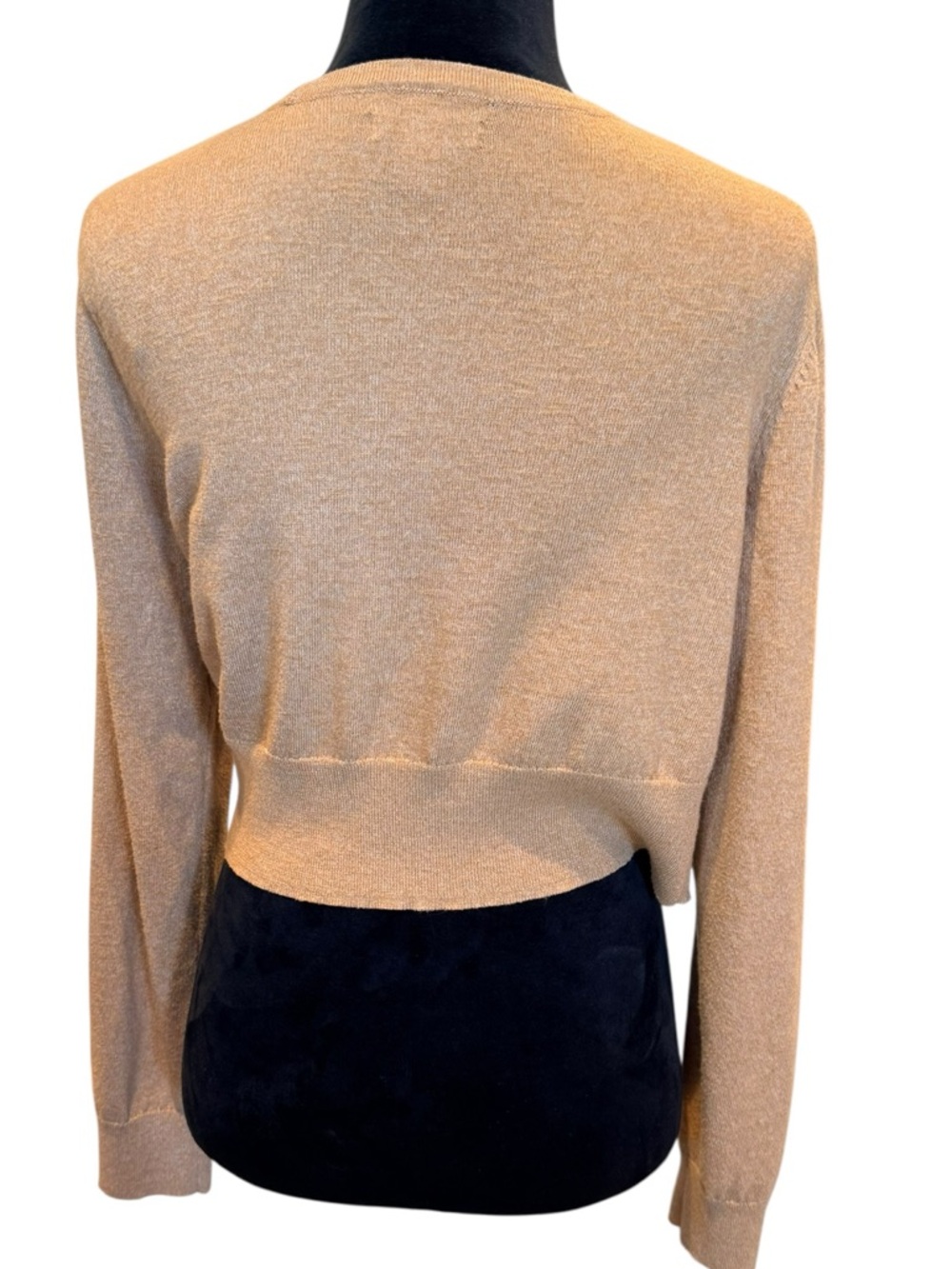 Nine West Cropped Cardigan Sweater Tan Camel Women's Size Large Capsule - Picture 3 of 7